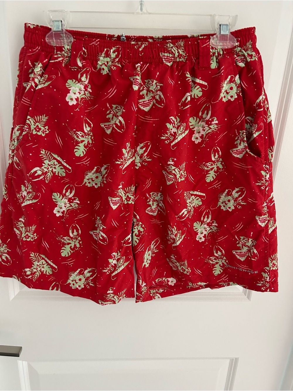 Columbia men’s Red Tropical-Print Swim Shorts